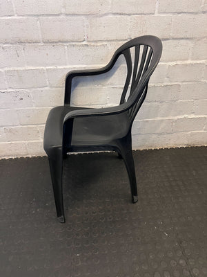 Durable Black Plastic Chair with Minor Scratches