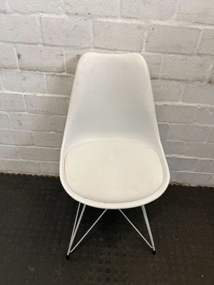 Modern White Plastic Dining Chair with Metal Legs