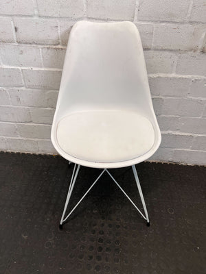 Modern White Plastic Dining Chair with Metal Legs