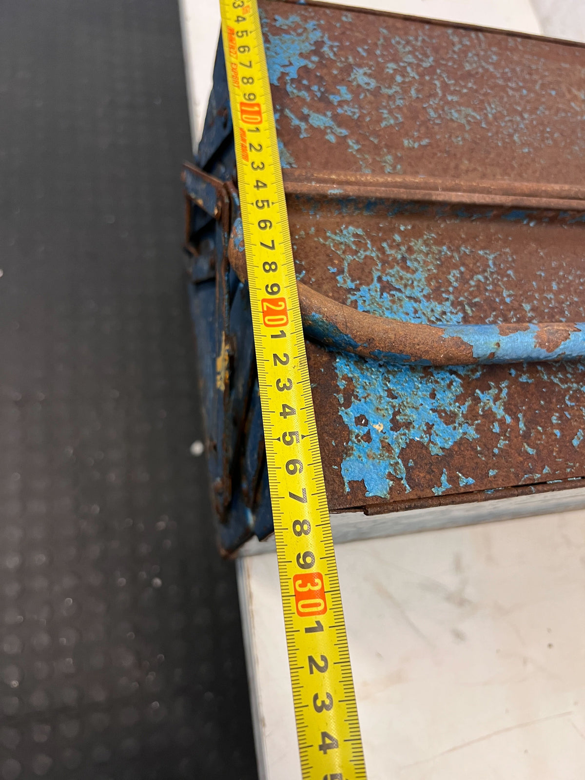 Vintage Metal Tool Box with Rusty Blue Finish - 2ndhandwarehouse.com