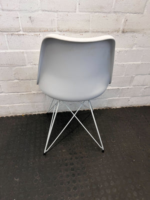 Modern White Plastic Dining Chair with Metal Legs