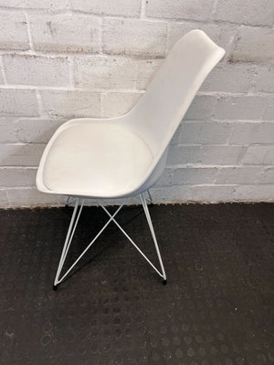 Modern White Plastic Dining Chair with Metal Legs