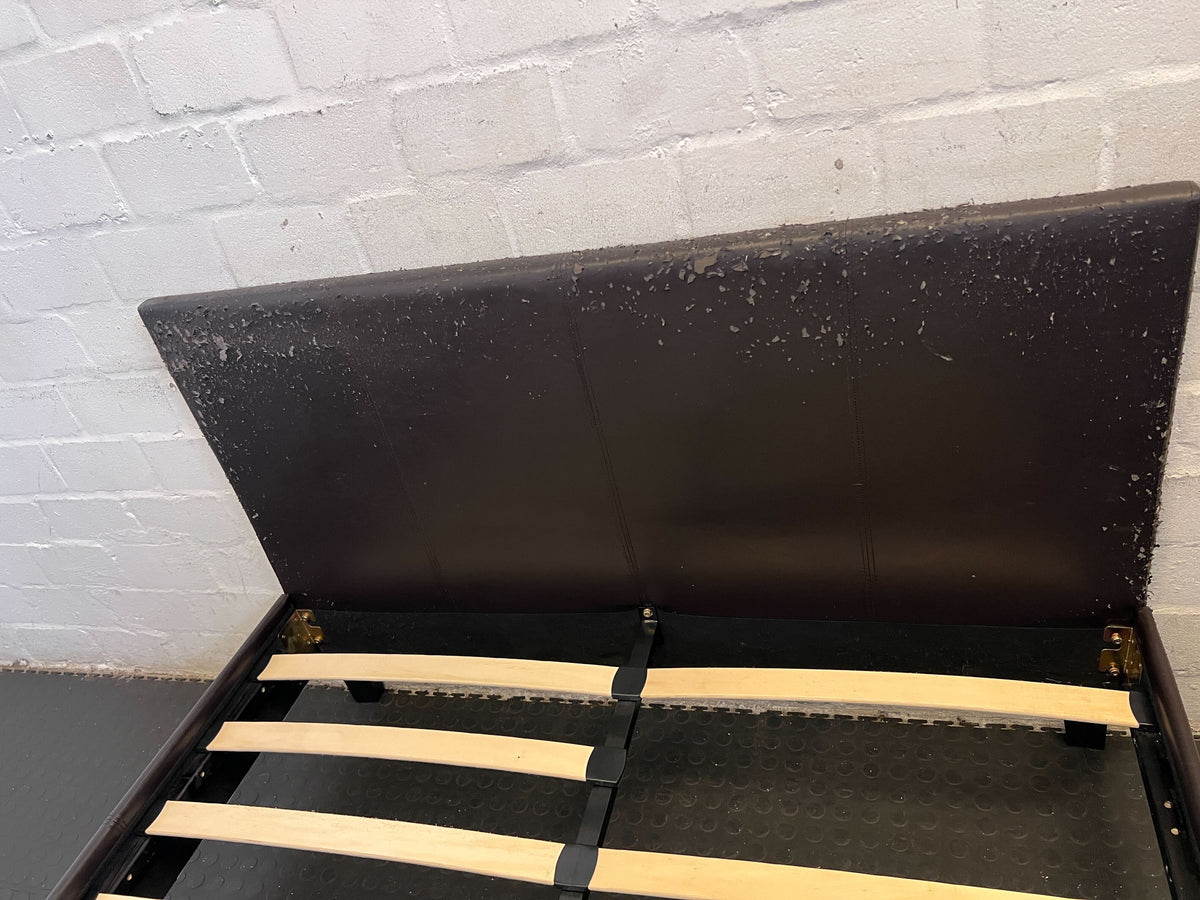 Sleek Black Upholstered Double Bed Frame with Minor Wear - REDUCED