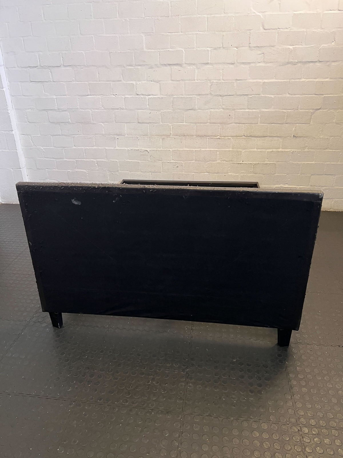 Sleek Black Upholstered Double Bed Frame with Minor Wear - REDUCED