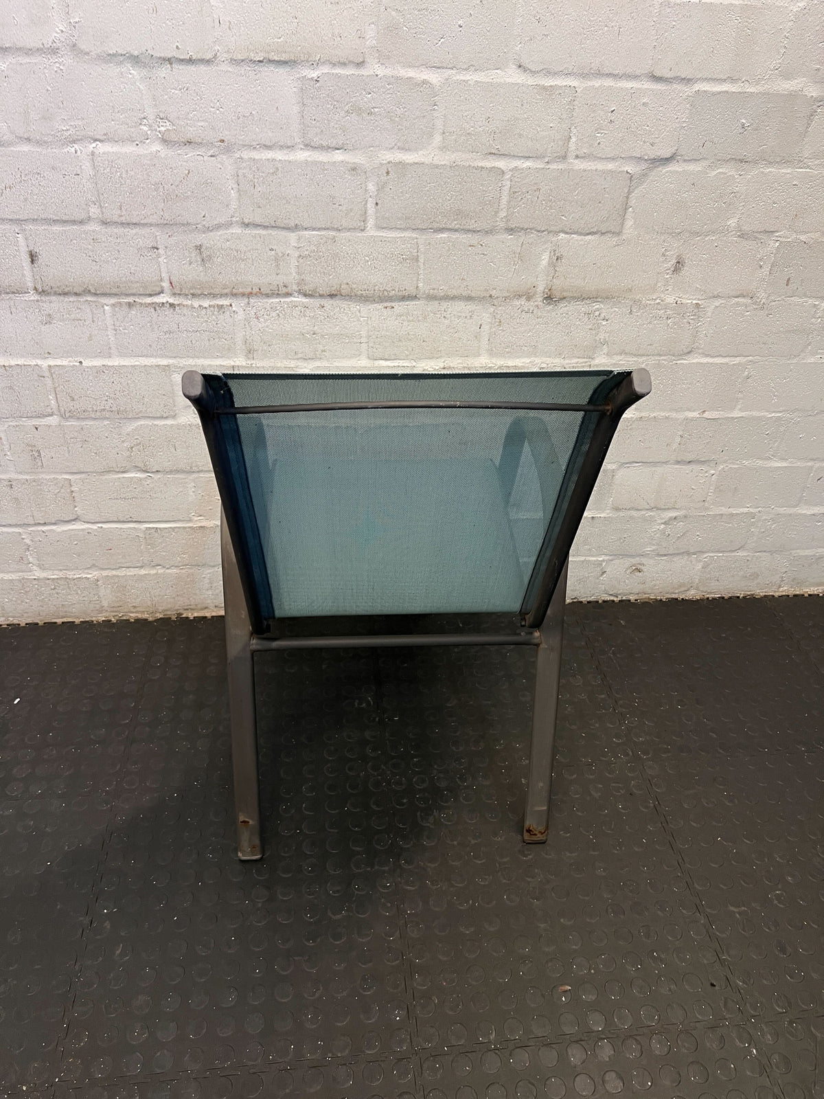 Contemporary Metal Garden Chair with Mint Green Fabric - Slight Rust