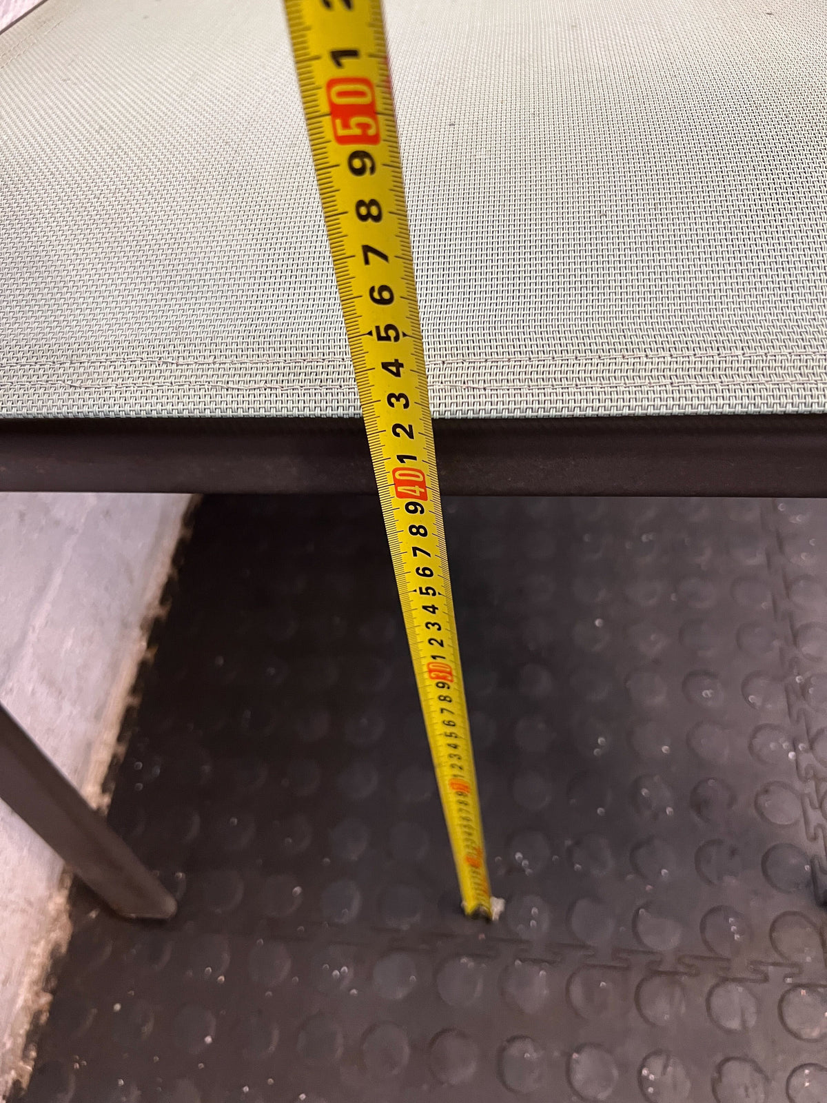 Contemporary Metal Garden Chair with Mint Green Fabric - Slight Rust