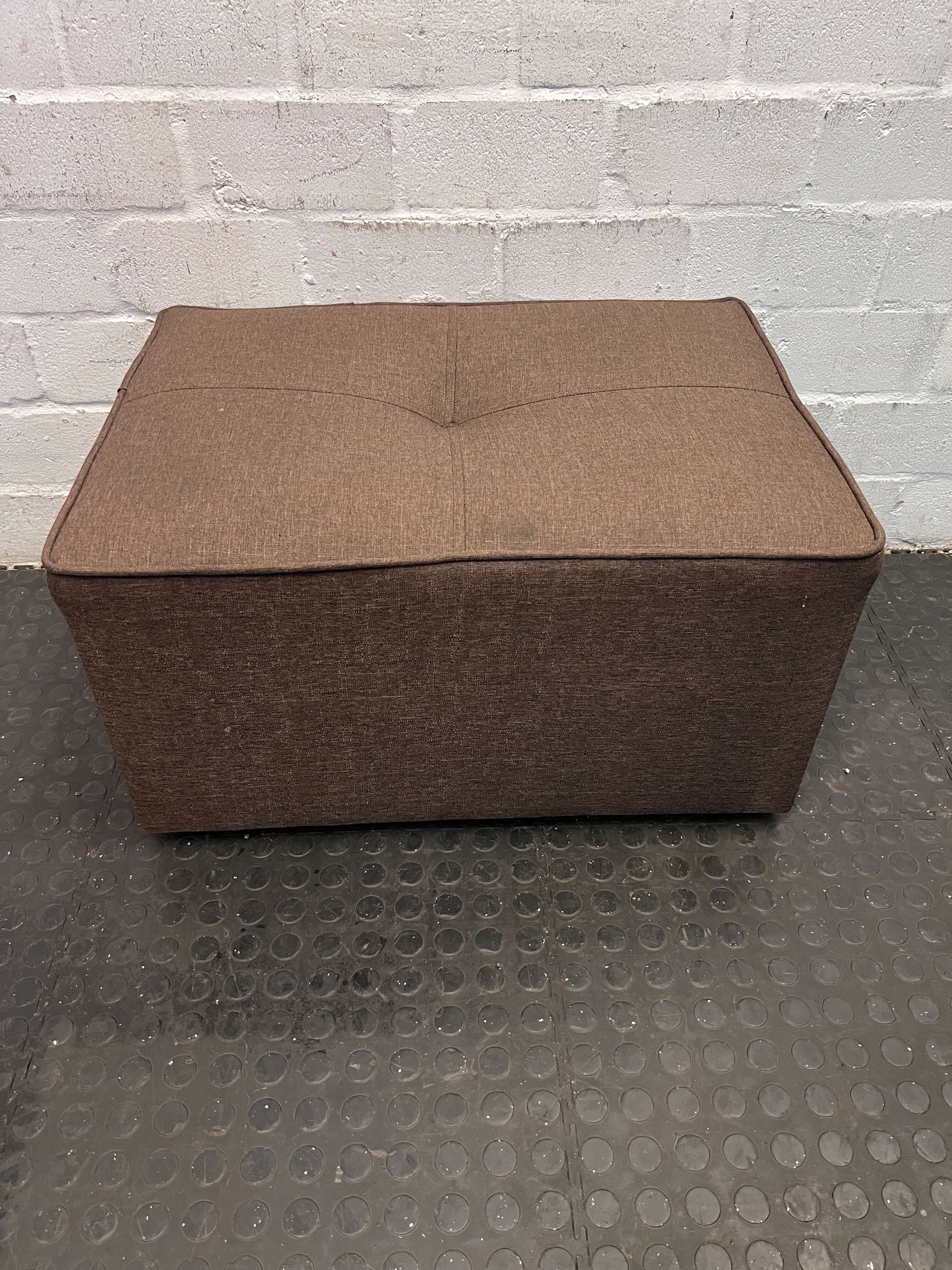 Brown Fabric Storage Ottoman - Modern, Rectangle Shape