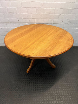 ** Round Oak Dining Table - Natural Finish, Solid Wood