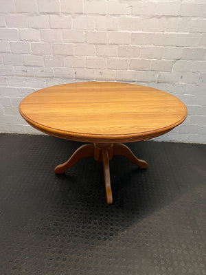 ** Round Oak Dining Table - Natural Finish, Solid Wood