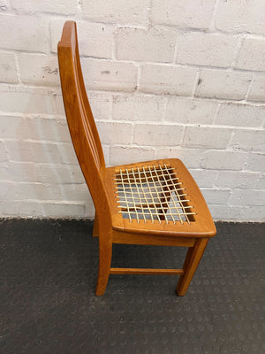 Wooden Dining Chair - Natural Oak Finish with Woven Seat