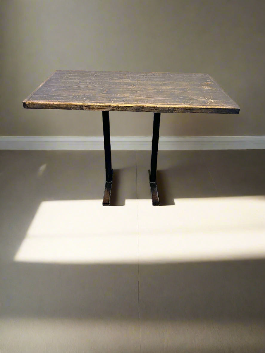 TABLE 110CM Rustic Wooden Dining Table with Metal Legs – Minor Wear (110 x 72)