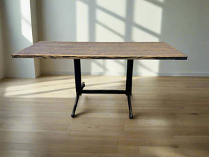 TABLE 175CM Stylish Black & Wood Dining Table with Unique Rustic Charm (72 x 55) - REDUCED - 2ndhandwarehouse.com