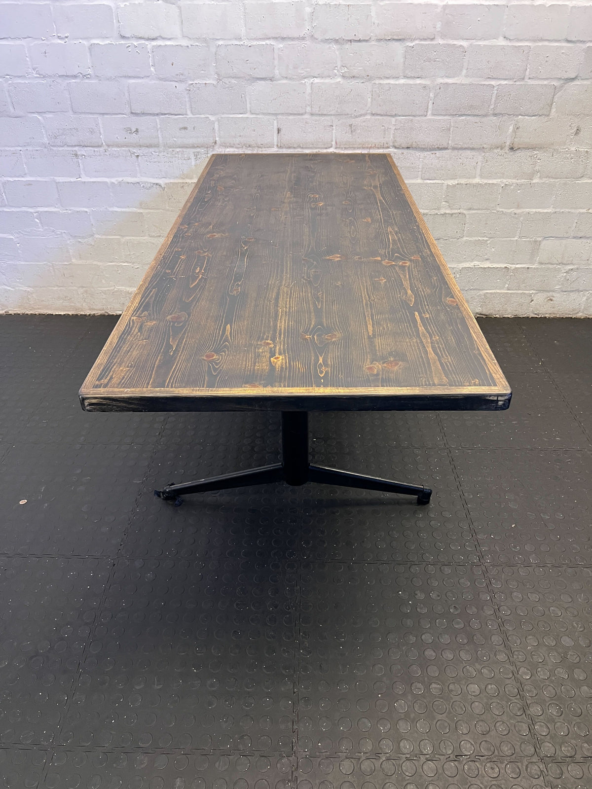TABLE 175CM Stylish Black & Wood Dining Table with Unique Rustic Charm (72 x 55) - REDUCED - 2ndhandwarehouse.com