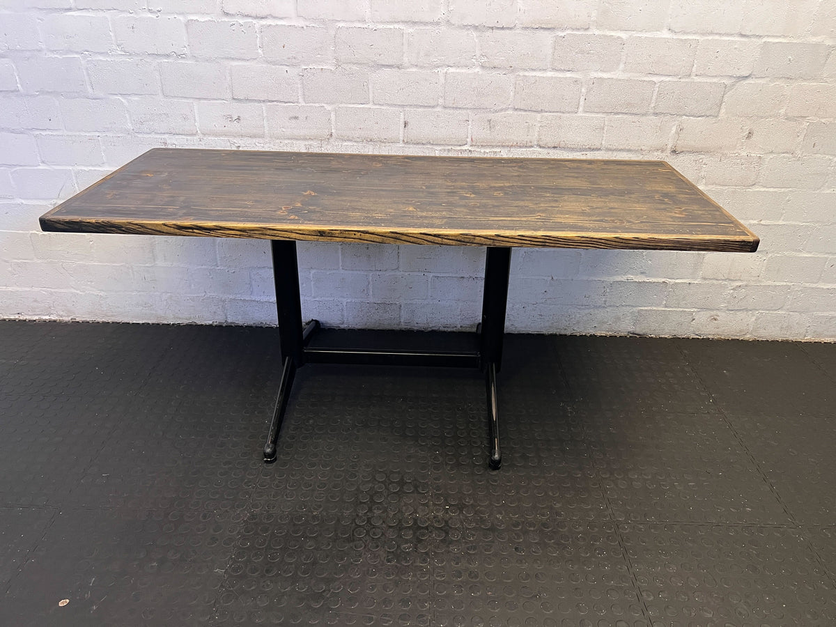 TABLE 175CM Stylish Black & Wood Dining Table with Unique Rustic Charm (72 x 55) - REDUCED - 2ndhandwarehouse.com