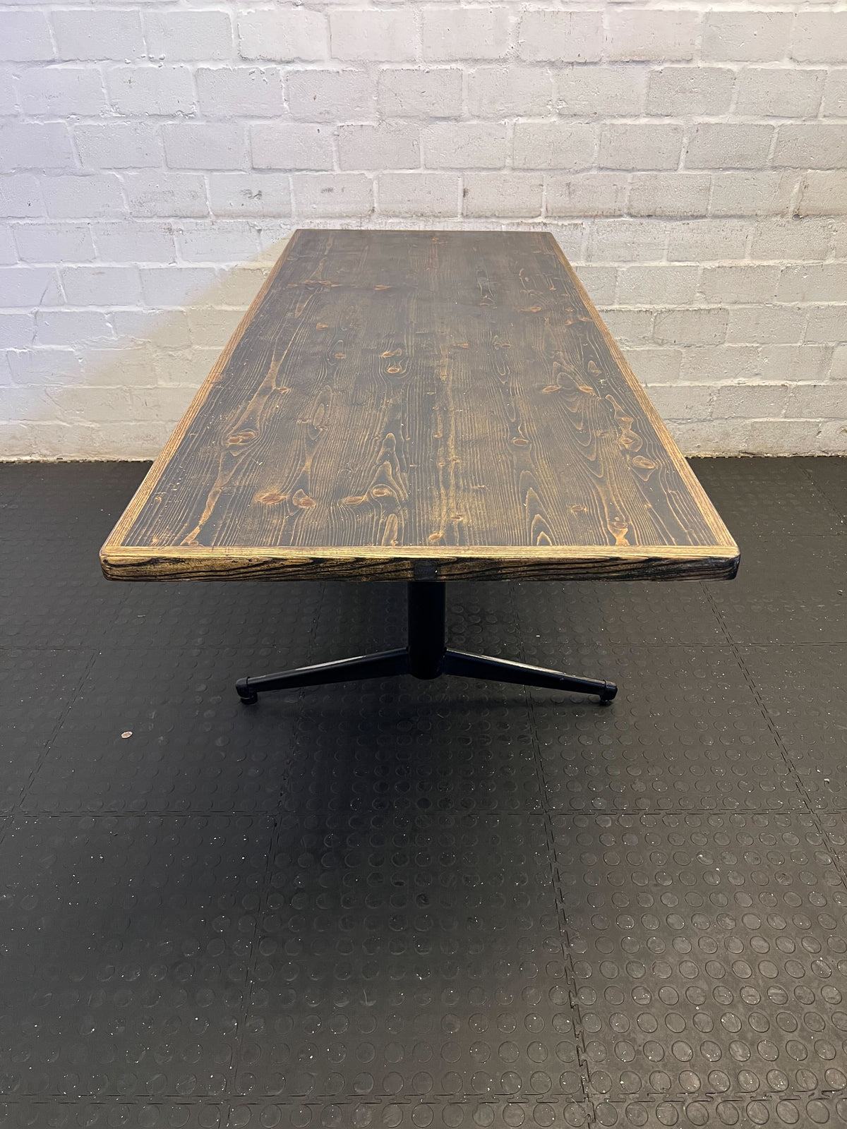 TABLE 175CM Stylish Black & Wood Dining Table with Unique Rustic Charm (72 x 55) - REDUCED - 2ndhandwarehouse.com