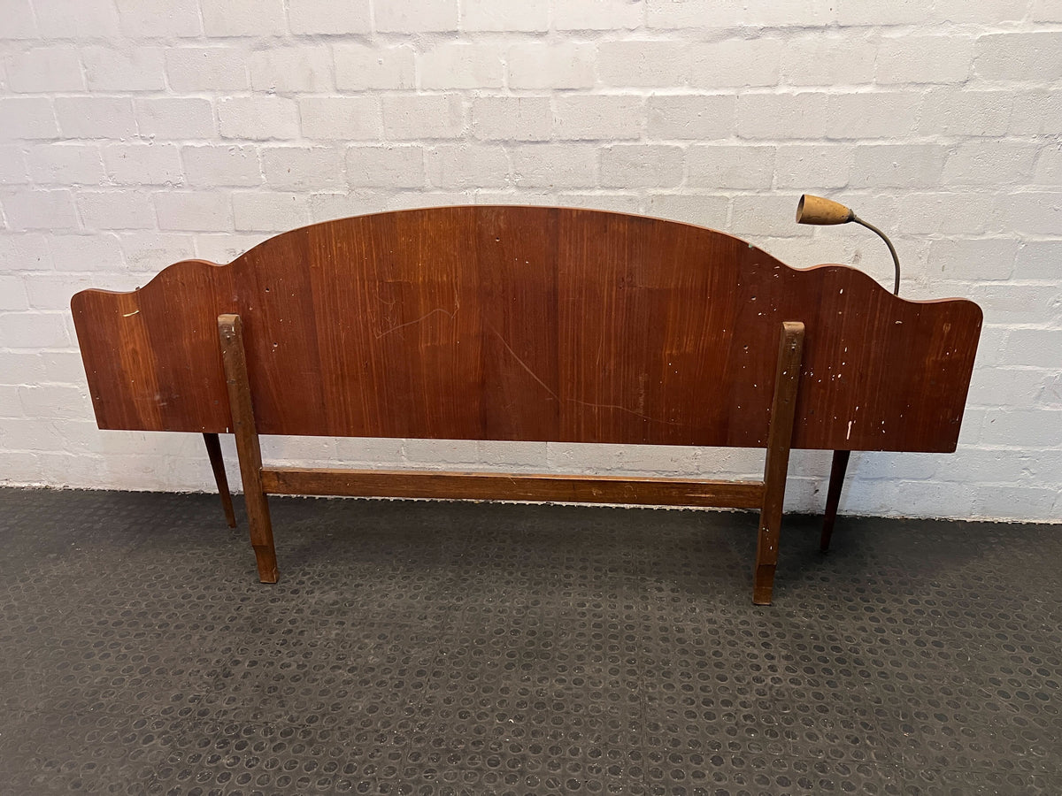 Elegant Vintage Mahogany Wooden Headboard with Shelves and Lamp - REDUCED