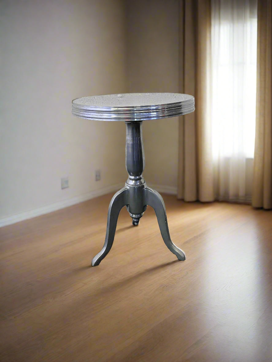 Chic Round Silver Accent Table with Elegant Design