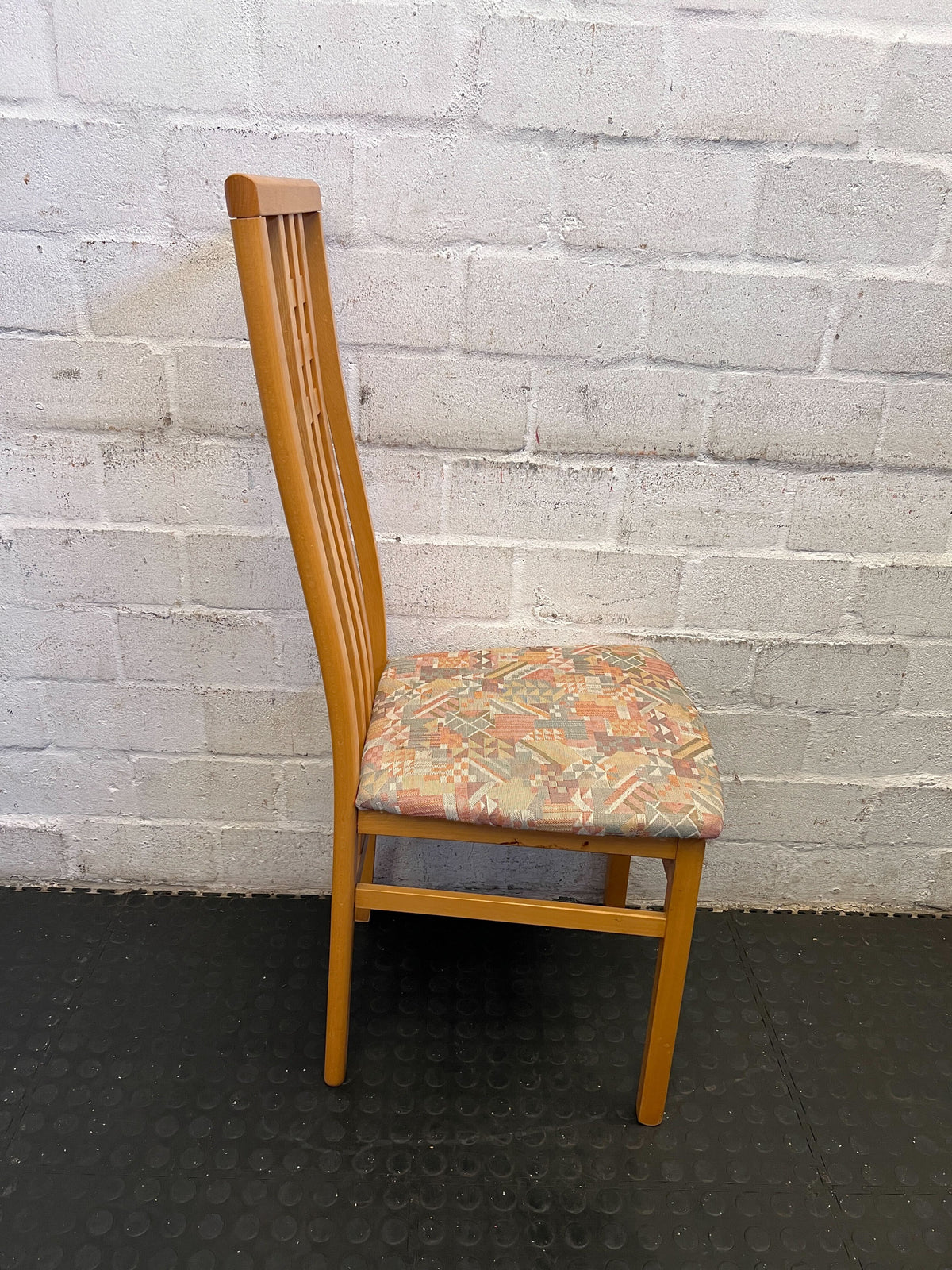 Elegant Wooden Dining Chair with Colorful Fabric Seat - PRICE DROP