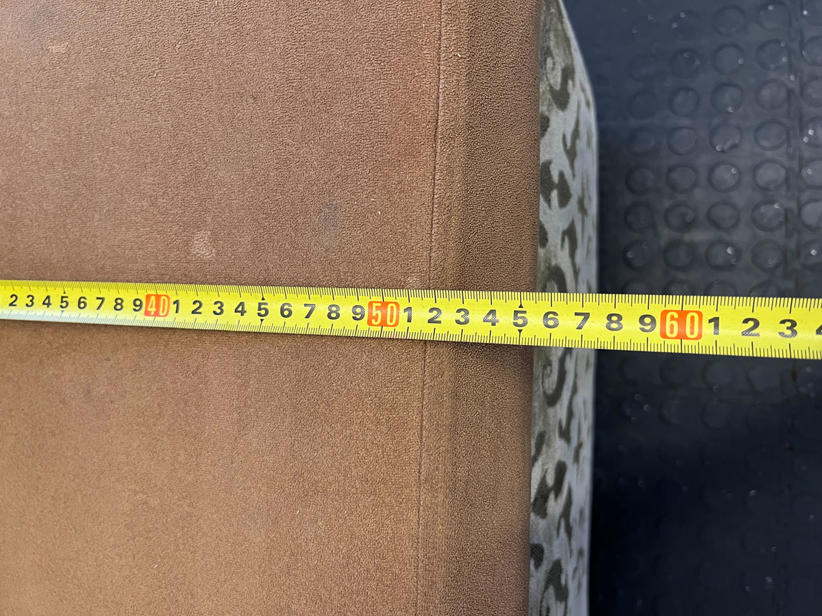 Vintage Gold Patterned Settee with Brown Velvet Cushion - REDUCED