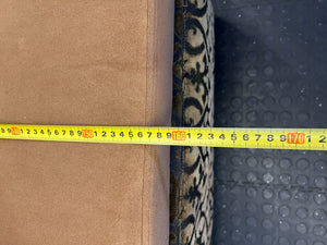 Elegant Vintage Upholstered Sofa in Gold and Brown with Minor Wear - REDUCED