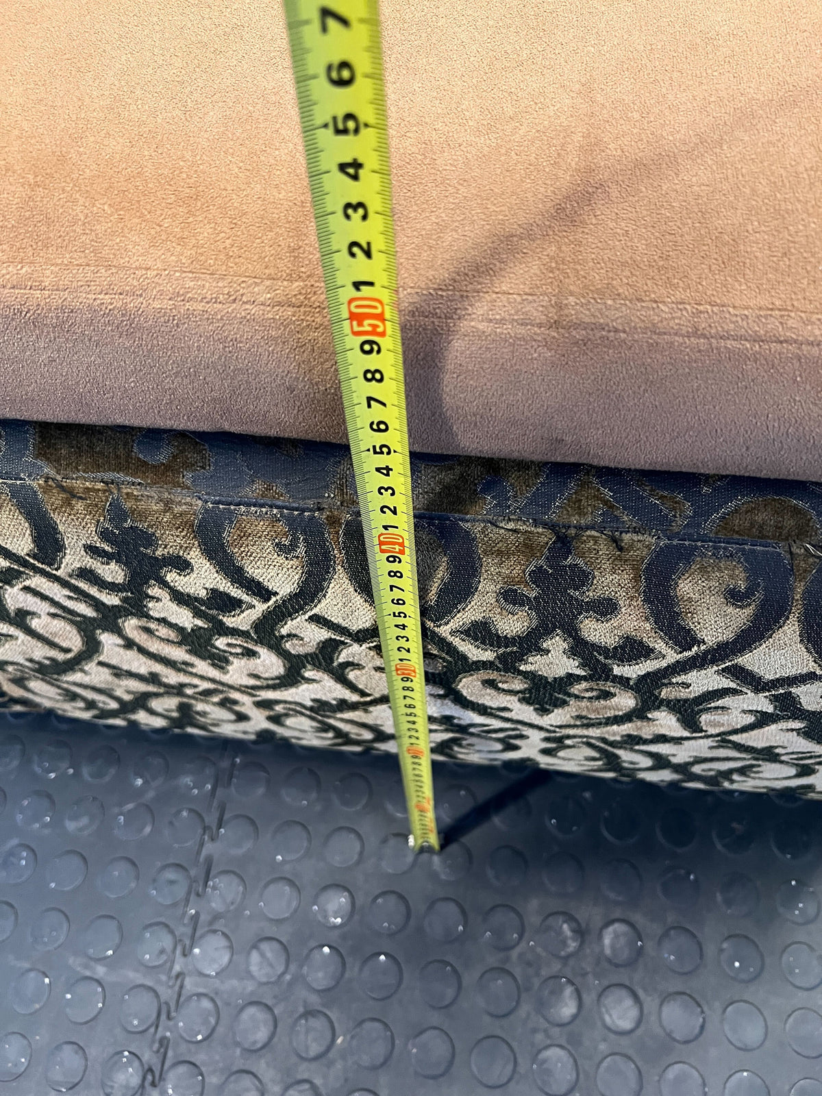 Elegant Vintage Upholstered Sofa in Gold and Brown with Minor Wear - REDUCED