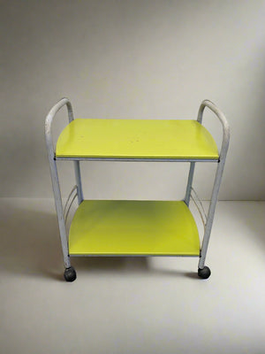 Bright Green Metal Rolling Cart with Minor Scratches