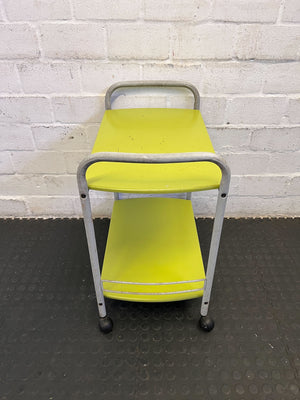 Bright Green Metal Rolling Cart with Minor Scratches