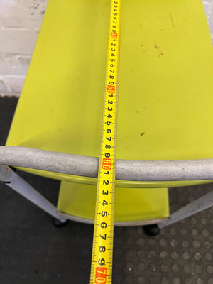 Bright Green Metal Rolling Cart with Minor Scratches