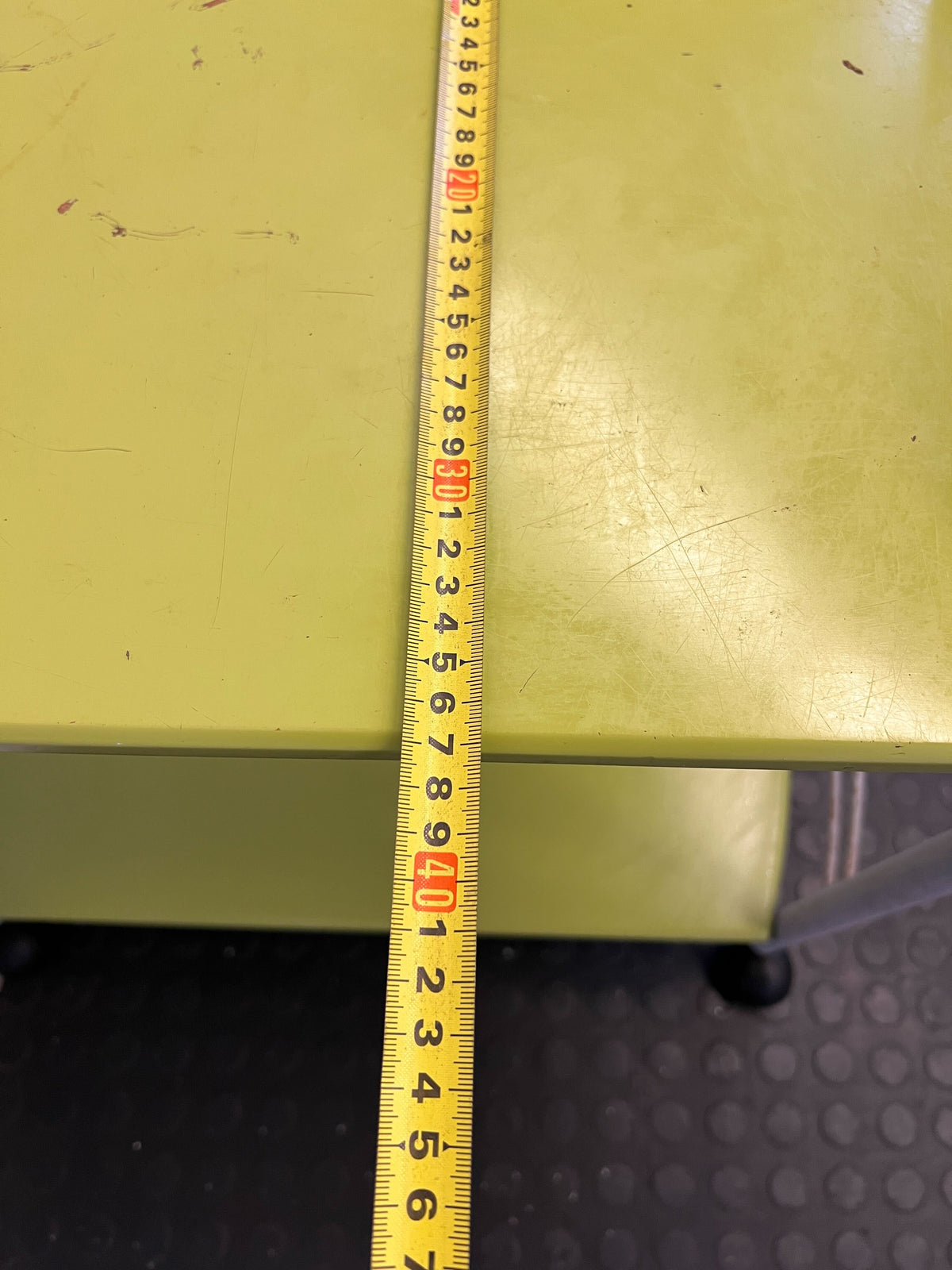 Bright Green Metal Rolling Cart with Minor Scratches