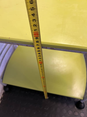 Bright Green Metal Rolling Cart with Minor Scratches