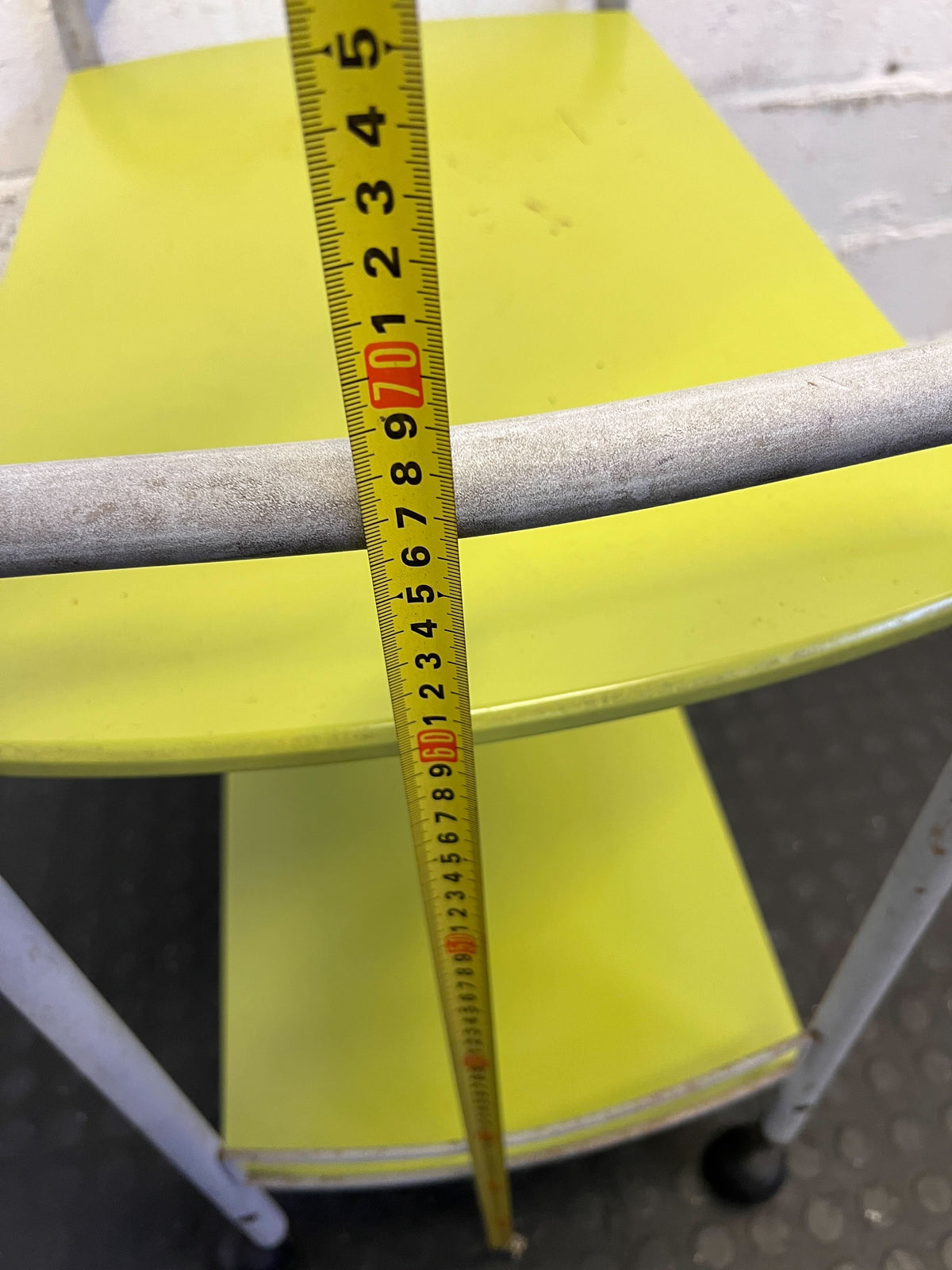 Bright Green Metal Rolling Cart with Minor Scratches