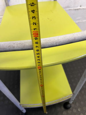 Bright Green Metal Rolling Cart with Minor Scratches