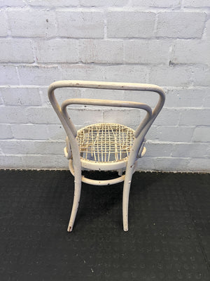 Charming Vintage White Rattan Chair with Minor Wear
