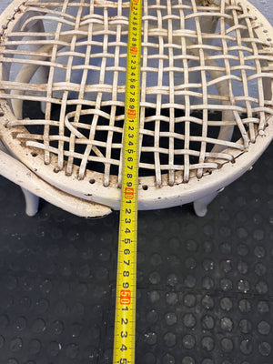 Charming Vintage White Rattan Chair with Minor Wear