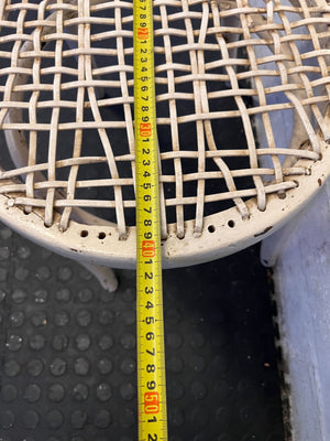 Charming Vintage White Rattan Chair with Minor Wear