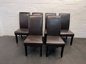 Modern Dining Chair - Dark Brown Faux Leather, Stylish & Compact