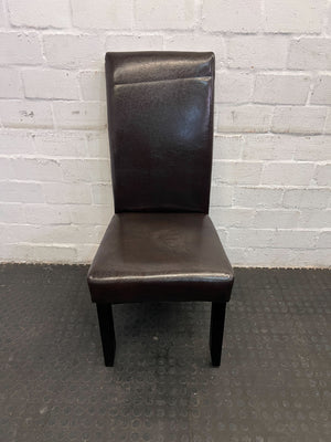 Modern Dining Chair - Dark Brown Faux Leather, Stylish & Compact