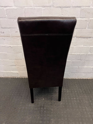 Modern Dining Chair - Dark Brown Faux Leather, Stylish & Compact