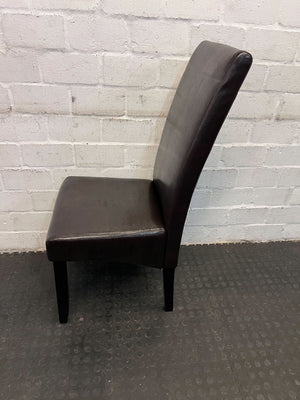 Modern Dining Chair - Dark Brown Faux Leather, Stylish & Compact