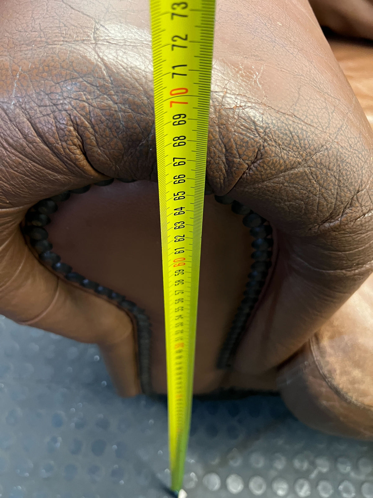 Brown Leather Two-Seater Sofa with Decorative Nails - Has A Minor Tear - REDUCED