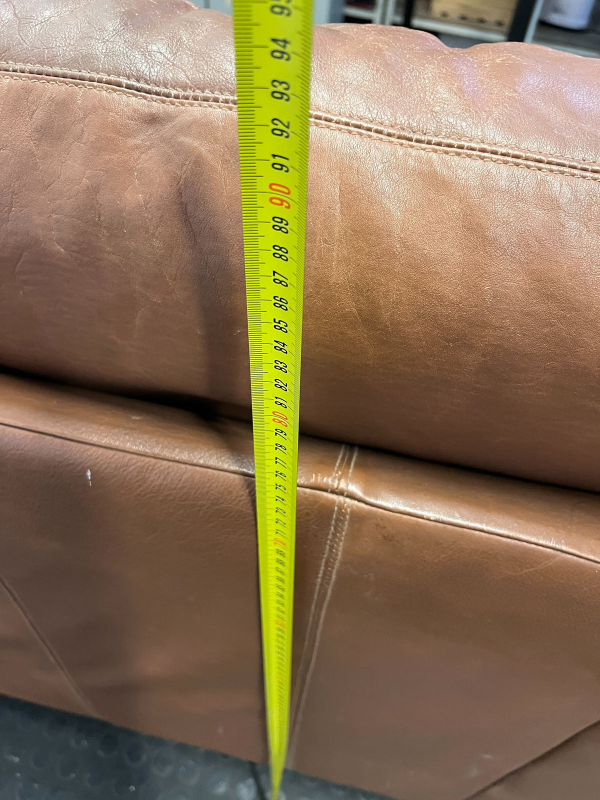 Brown Leather Two-Seater Sofa with Decorative Nails - Has A Minor Tear - REDUCED