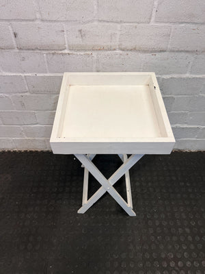 White Wooden Folding Tray Table