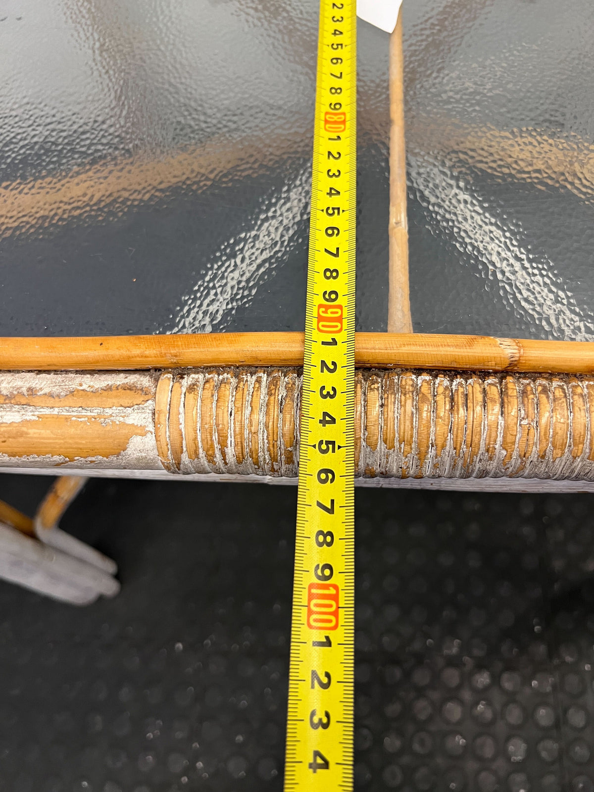 Vintage Boho Rattan & Glass Side Table with Starburst Pattern - 2ndhandwarehouse.com