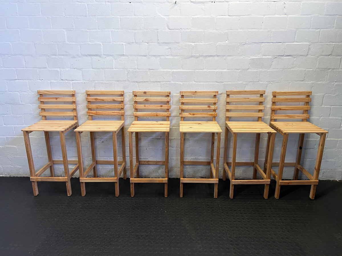 Stylish Wooden Bar Stool - Light Pine, Rustic Design, Minor Scratches