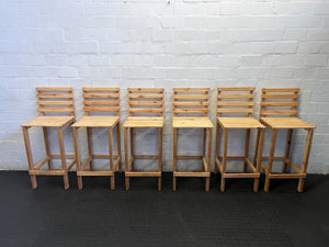 Stylish Wooden Bar Stool - Light Pine, Rustic Design, Minor Scratches