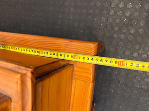 Vintage Wooden Bench with Drawer and Cane Seat – Rustic Charm