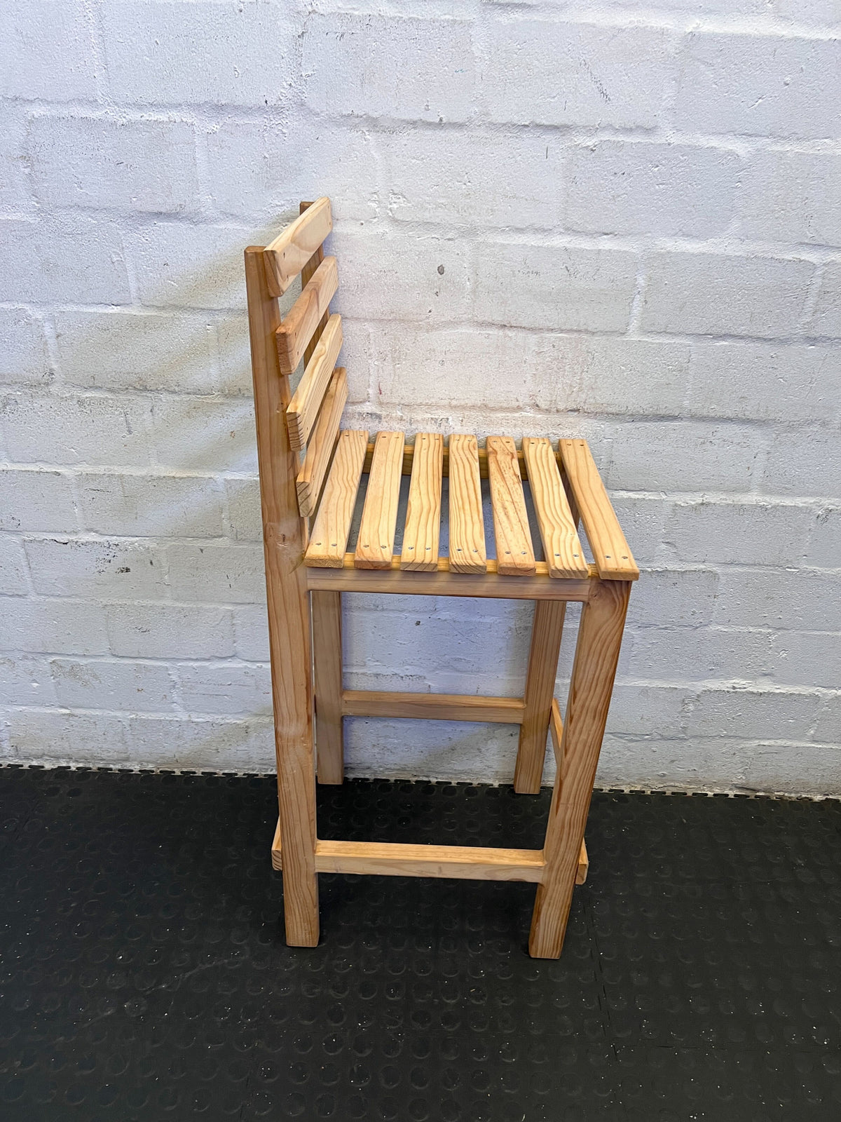 Stylish Wooden Bar Stool - Light Pine, Rustic Design, Minor Scratches