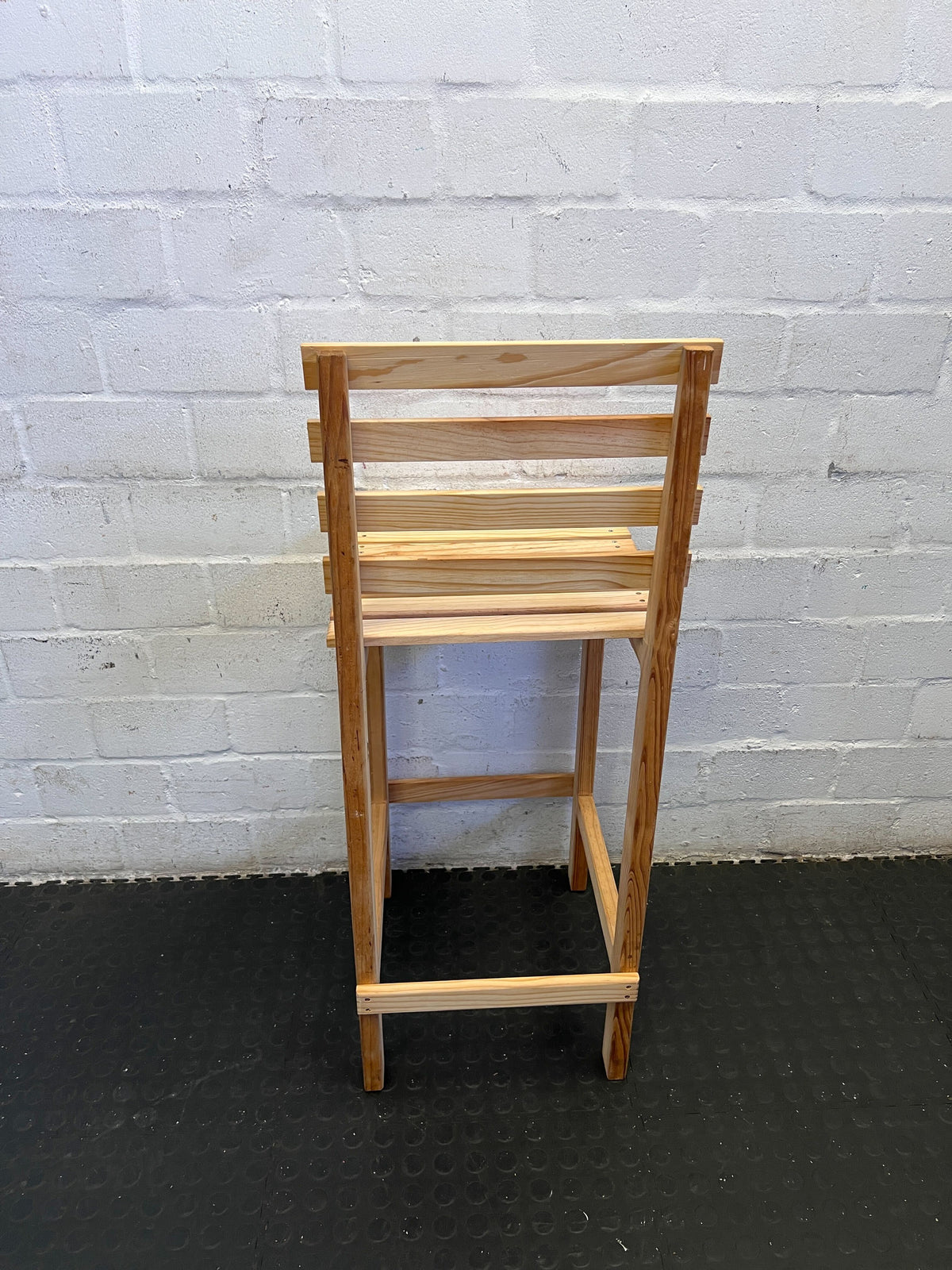 Stylish Wooden Bar Stool - Light Pine, Rustic Design, Minor Scratches