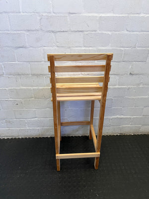 Stylish Wooden Bar Stool - Light Pine, Rustic Design, Minor Scratches