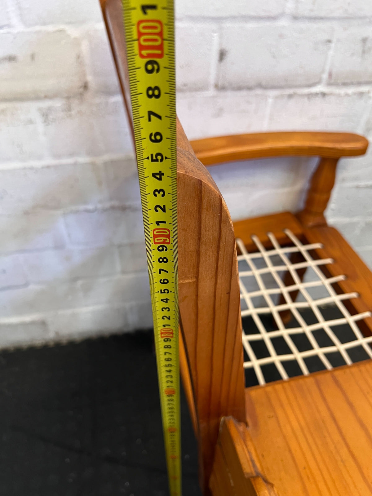 Vintage Wooden Bench with Drawer and Cane Seat – Rustic Charm